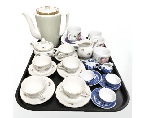 A group of Continental tea china, Royal Copenhagen teapot, miniature blue and white tea wares etc 