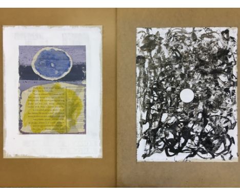 GEORGE HOLT (1924-2005). Two unframed, signed verso contemporary mixed media and acrylic on board, one dated 1989, an abstrac