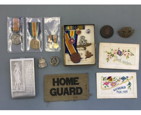 Military items belonging to John Parkes including aluminium cigarette case with card detailing prisoner of war who worked for