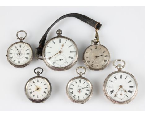 A collection of pocket and fob watches, to include two hallmarked silver pocket watches and four fob watches, two stamped 0.9