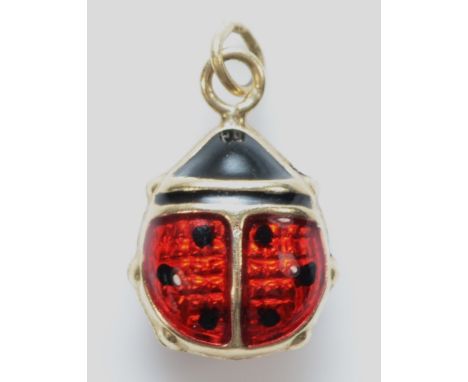 A 9ct gold enamel ladybird charm, 8mm, 0.2g 