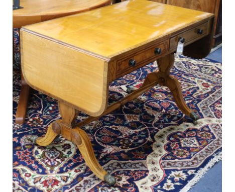 A Regency style inlaid satinwood sofa table W.98cm