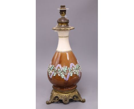 A Majolica lamp