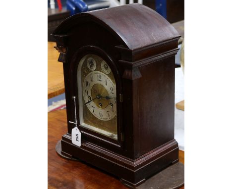 A German mahogany mantel clock, Westminster Chimes height 43cm