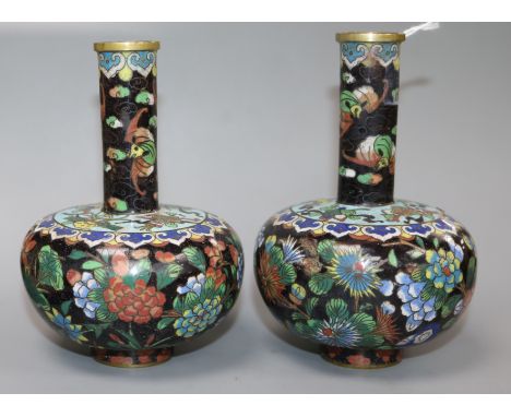 A pair of Chinese cloisonne enamel vases