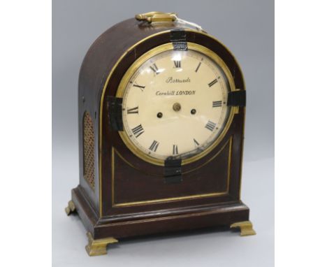 A Regency rosewood bracket clock, signed Barrauds, Cornhill, London