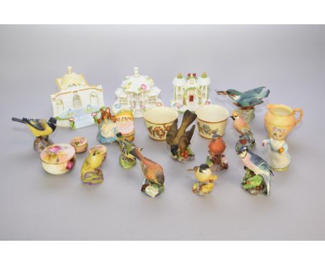 A group of Royal Worcester to include ten assorted models of birds including a King Fisher and a Wood Warbler, together with 