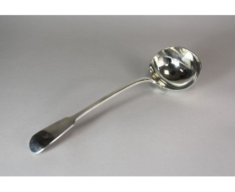 An early Victorian silver Fiddle pattern ladle, William Robert Smily, London 1845, with engraved monogram to the terminal, 33