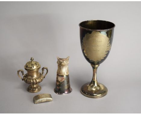 A silver trophy cup, Robert Pringle &amp; Sons, London 1906, of goblet form, engraved 'Atcham Coursing Meeting 1936', 24.5cm 