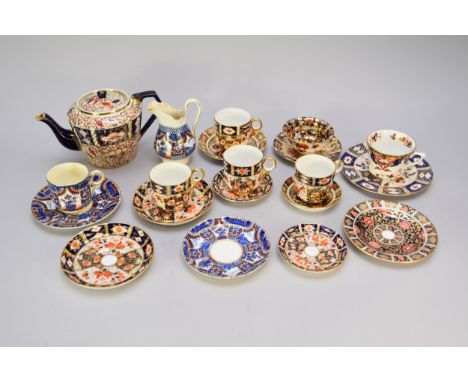 A collection of assorted English imari and coffee wares late 19th/early 20th century including nine Davenport and similar Der