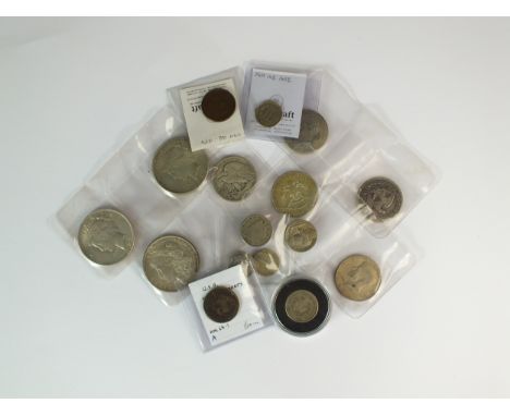 A small collection of USA coinage, comprising; Morgan dollar dated 1889, two Peace dollars dated 1922, five half dollars date