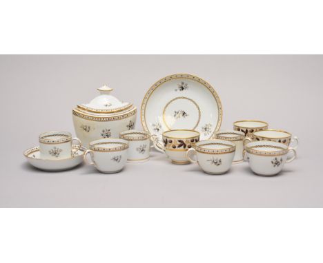 A collection of ceramics to include a Thomas Wolfe, Factory Z porcelain part tea and coffee service, circa 1810, painted with