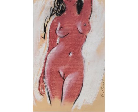 Edward Bell (British Contemporary) Nude Study, signed and dated '02 right edge, chalk drawing, measurements 44.5 x 28.5 cm, f