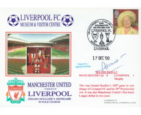 Gerard Houllier  signed official Manchester United V Liverpool 2000 Dawn Official Football First Day Cover autographed By Ger