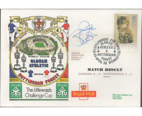 Joe Royle  signed official Oldham Athletic V Nottingham Forest 1990 Dawn Official Football First Day Cover autographed By Joe