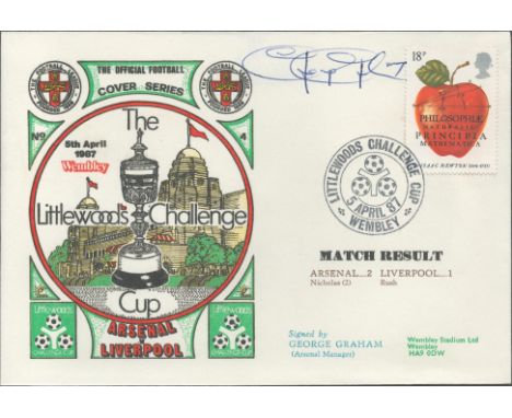 George Graham signed official Arsenal V Liverpool 1987 Dawn Official Football First Day Cover autographed By George Graham. M