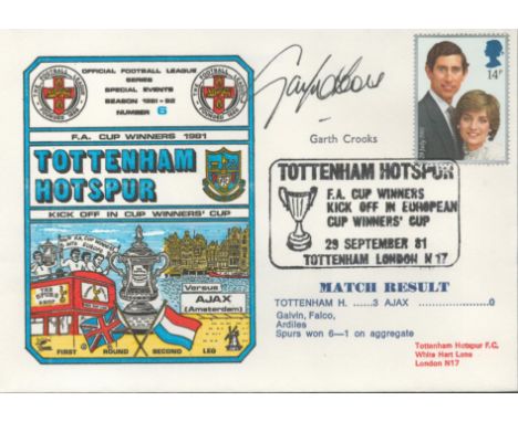 Garth Crooks signed official Tottenham Hotspur V Ajax 1981 Dawn Official Football First Day Cover autographed By Garth Crooks