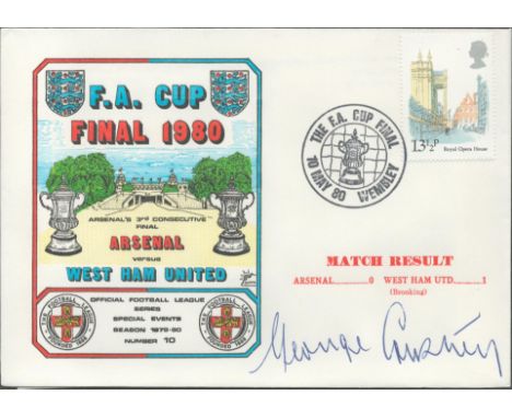 Referee George Courtney signed official Arsenal V West Ham Utd 1980 Dawn Official Football First Day Cover autographed By Ref