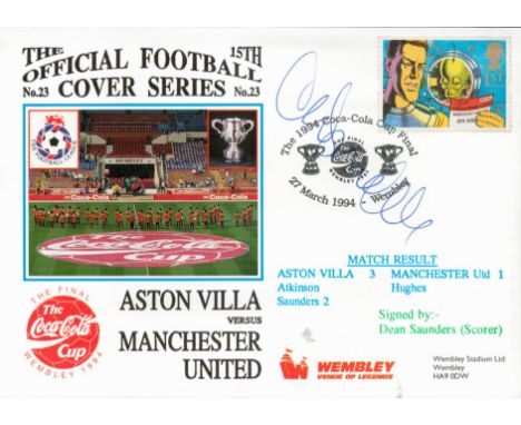 Dean Saunders  signed official Aston Villa V Manchester United 1994 Dawn Official Football First Day Cover autographed By Dea