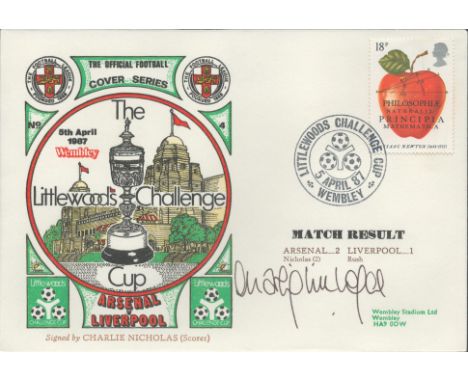 Charlie Nicholas signed official Arsenal V Liverpool 1987 Dawn Official Football First Day Cover autographed By Charlie Nicho