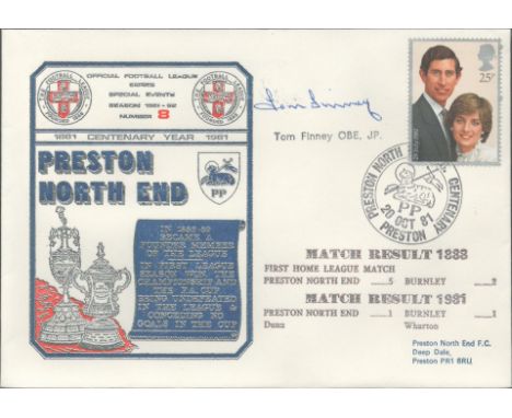 Tom Finney signed official Preston North End V Burnley 1981 Dawn Official Football First Day Cover autographed By Tom Finney.