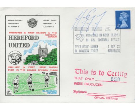 Harry Gregory signed official Hereford United V Blackburn Rovers 1973 Dawn Official Football First Day Cover autographed By H