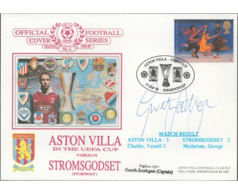 Gareth Southgate  signed official Aston Villa V Stromgodset 1998 Dawn Official Football First Day Cover autographed By Gareth