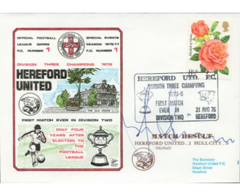 Manager John Sillett signed official Hereford United V Hull City 1976 Dawn Official Football First Day Cover autographed By M