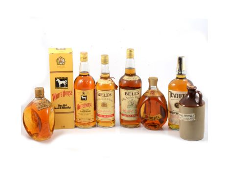 Seven assorted bottles of blended Scotch whisky, 1970s-1990s bottlings including Haig's Dimple, one bottle 70 proof, 26 2/3 f