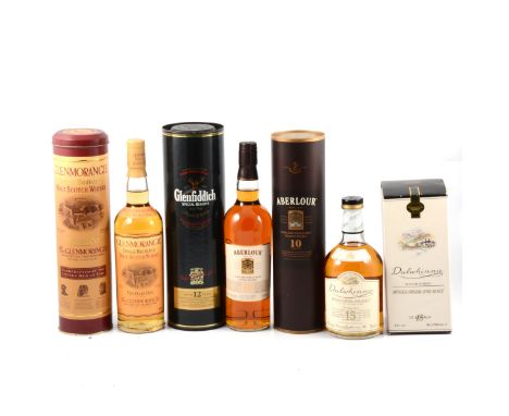 Dalwhinnie, single Highland malt Scotch whisky, 15 y.o., 43% vol, 70cl, in carton; Aberlour, single Highland malt Scotch whis