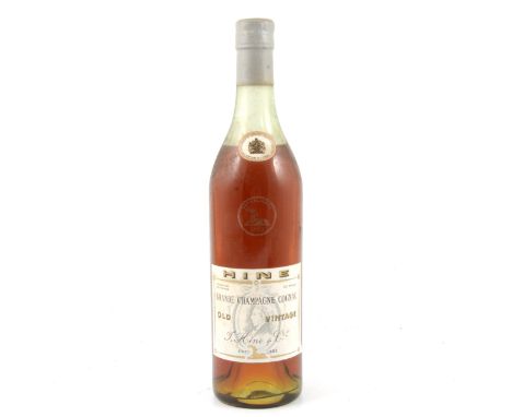 Hine Old Vintage Grande Champagne Cognac, 1970s bottling, front label stating 70 proof, rear label Not Less than 24 fl ozs.