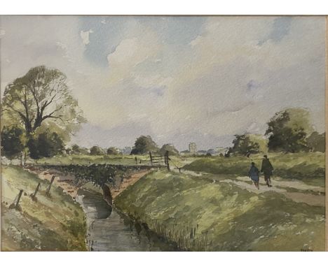 Austin Pearce, Early Morning Walk, West Winch Common, watercolour, 25x37cm; two other watercolours; and Le Blonde light print