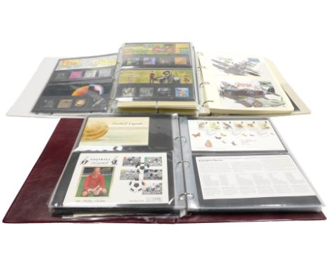 Philately postage stamps, GB mint commemorative sets, first day covers and postcards, in five albums, The Disney World of Pos