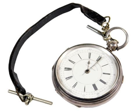 A Victorian gentleman's silver cased chronograph open faced key wind pocket watch, with a circular dial bearing Roman and Ara