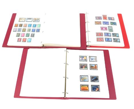 Philately postage stamps. QV EII definitives and commemoratives, mint and used, in three albums.