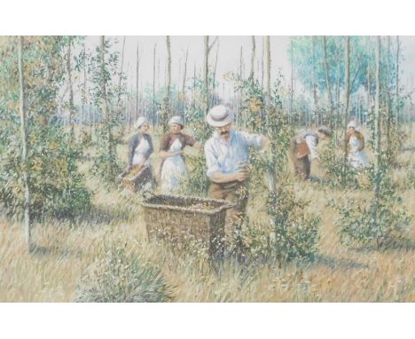 John Seerey-Lester (American 1946-2020).  Harvesting crops, pastel, signed, dated '97, 35cm x 53cm.