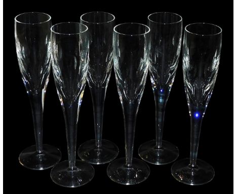 A set of six Waterford crystal Imprint champagne flutes, designed by John Rocho, boxed.