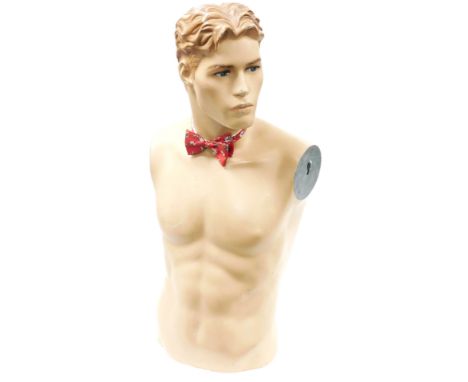 A late 20thC male half body mannequin, stamped to lower back 505, 81cm high.
