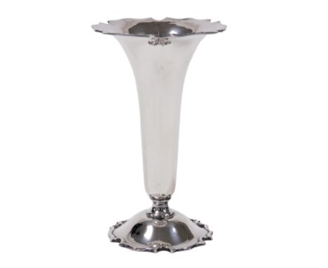 A silver bud vase, of trumpet form, Chester, hallmarks worn, 3.66oz, 15cm high. 