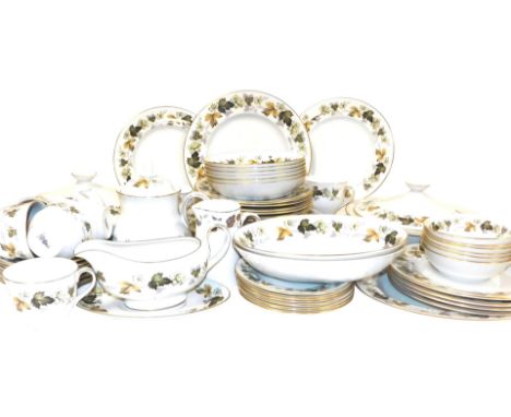 A Royal Doulton Larchmont pattern porcelain part dinner and tea service, comprising pair of vegetable tureens and cover, oval