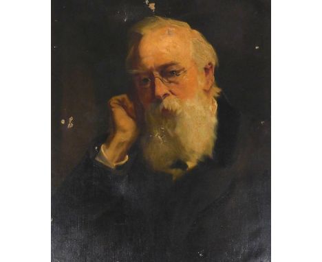 Frank Brooks (British 1854-1937). Half-length portrait of a gentleman in contemplation, oil on canvas, 61cm x 51cm.