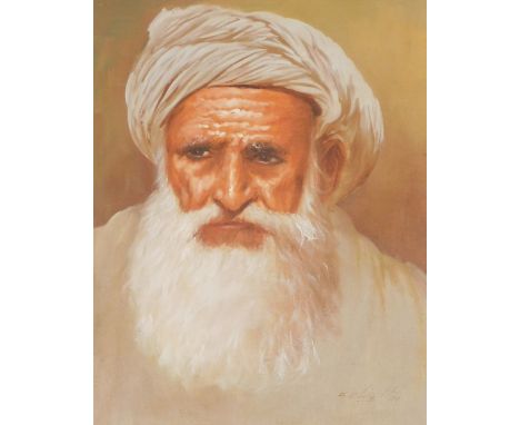 Continental School (20thC). Half length portrait of a North African gentleman, oil on canvas, signed indistinctly, 50cm x 40c