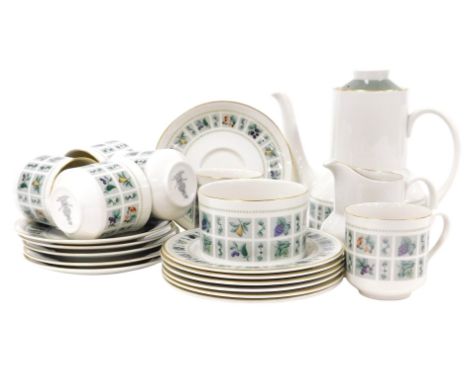 A Royal Doulton porcelain Tapestry pattern part coffee service, comprising coffee pot, cream jug, sugar bowl, six coffee cups