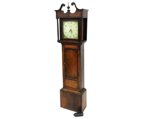 A Georgian oak and mahogany longcase clock, by A Davis, the enamelled square dial bearing Arabic numerals, date aperture, sin