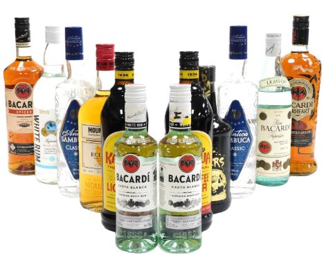 Two bottles of Bacardi Oakheart, Mount Gay Eclipse rum, Bacardi Rum, etc. (12 bottles)
