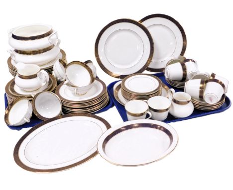 A Royal Doulton porcelain Rochelle pattern part dinner and tea service, comprising a pair of vegetable tureens, covers lackin
