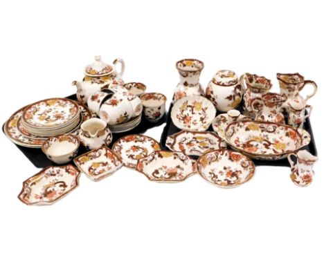 A group of Masons ironstone Brown Velvet pattern dinner and tea wares, including a part tea service of teapot, cream jug, sug