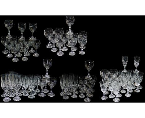 A Baccarat cut glass suite of table glassware, including red and white wine glasses, and champagne flutes. (71)