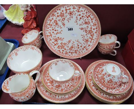 Royal Crown Derby 'Osborne' Tea Service, in rust red and gilt:- One Tray