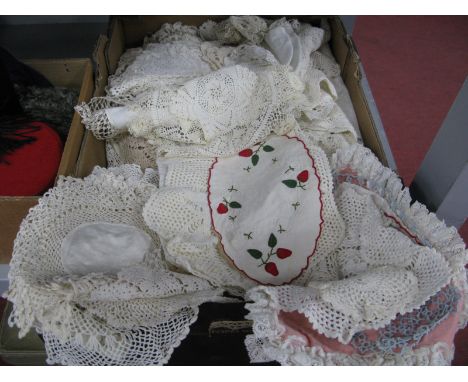 A Box of Vintage Crocheted Doilies:- One Box